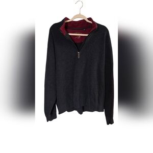 Calvin Klein Charcoal and Maroon Zip-Up Sweater
